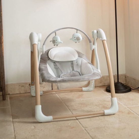Bo Jungle - Schommelstoel - Tot max. 9 kg - Inclusief Speelboog - Verstelbaar - Zachte stof - Muziek vibratie functies en natuurgeluiden - Timerfunctie - Netstroom kabel of batterijen