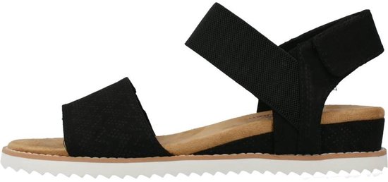 sandalen, zonneband, slip met klittenband, sleehak, zwart