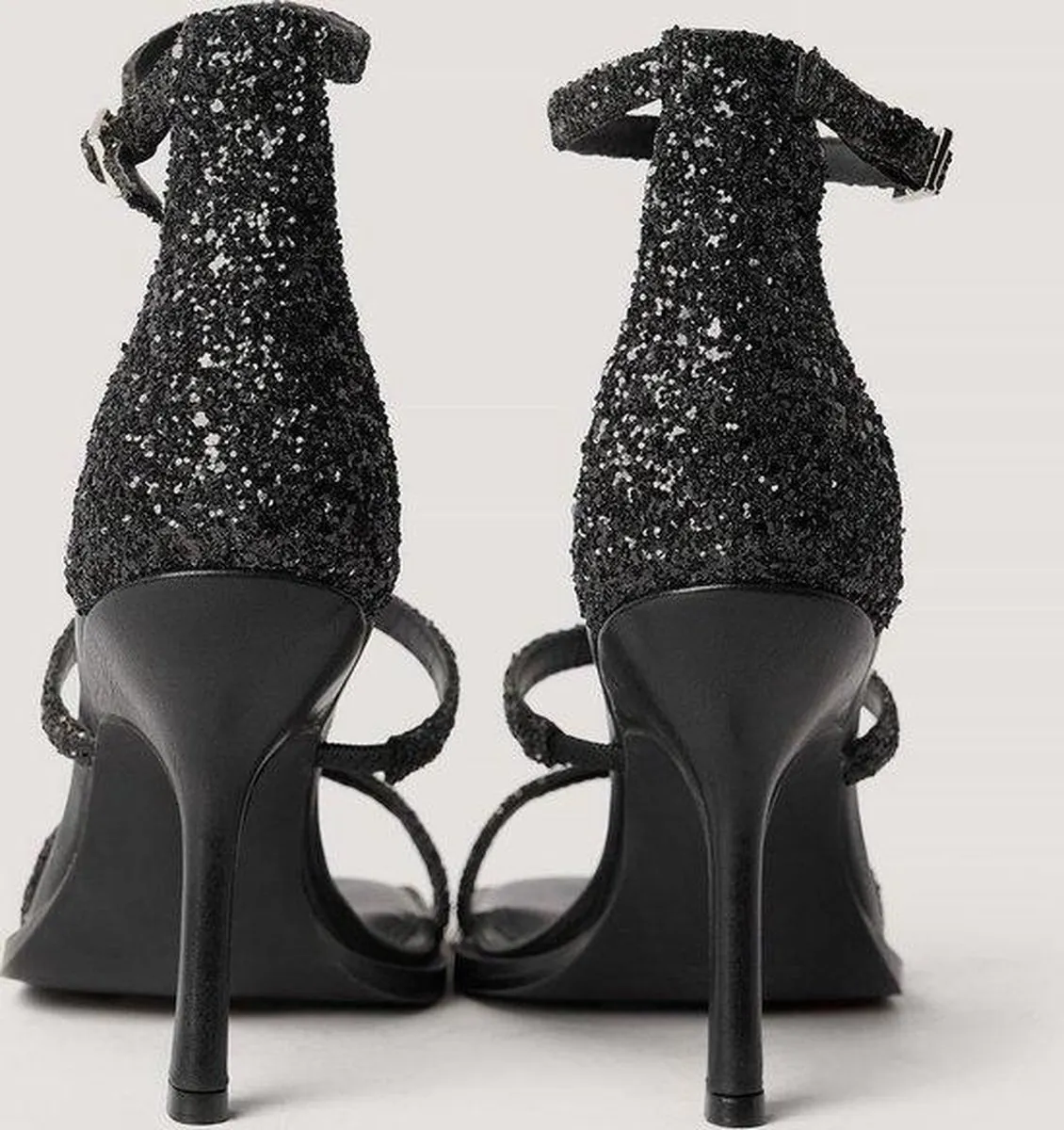 NA-KD Glitter High Heel Vrouwen Sandalen - Maat 40 - Black