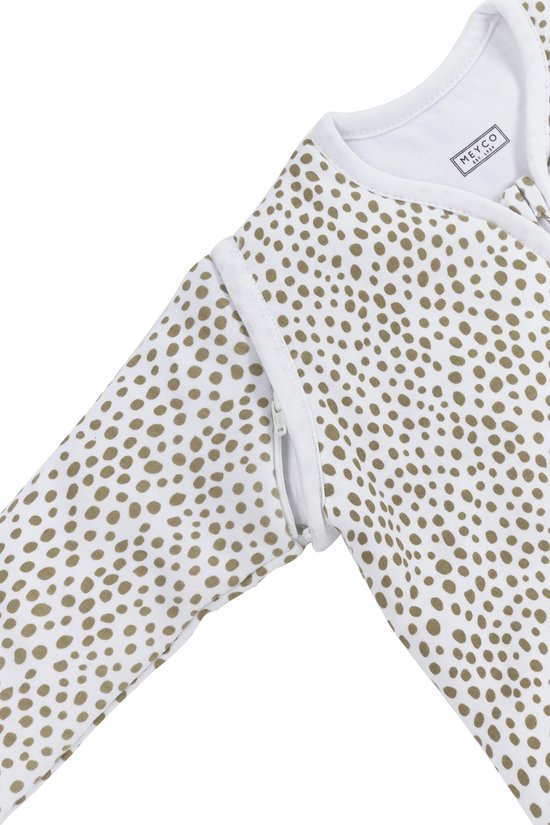 Meyco winter baby slaapzak afritsbare mouw gevoerd Cheetah - Taupe - 110cm