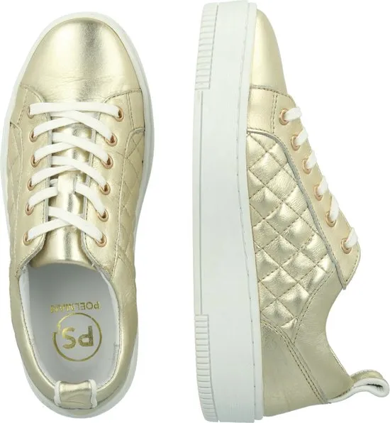 PS Poelman Esquimo - maat 38 - Dames Quilted Leren Tennis Sneakers - Goud