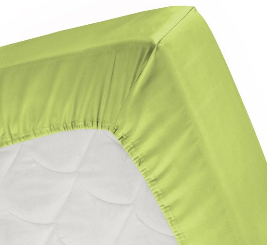Damai - Hoeslaken hoge hoek (tot 35 cm) - Katoen - 90 x 220 cm - Lime