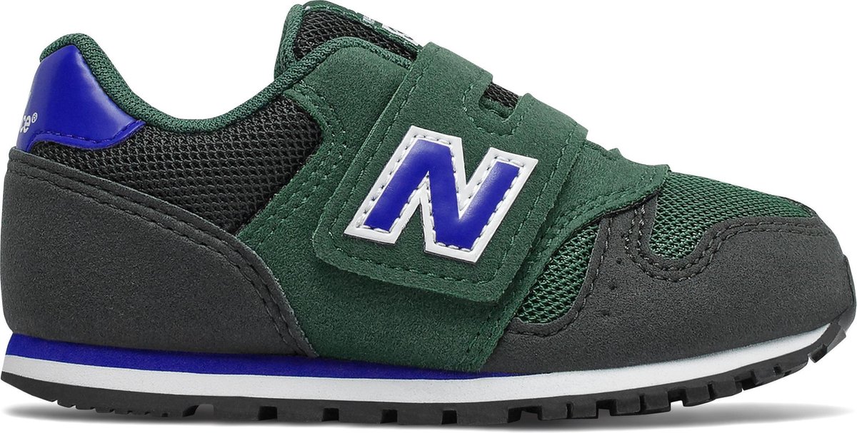 sneaker, sportschoen, klittenbandsluiting, groen, blauwaccents