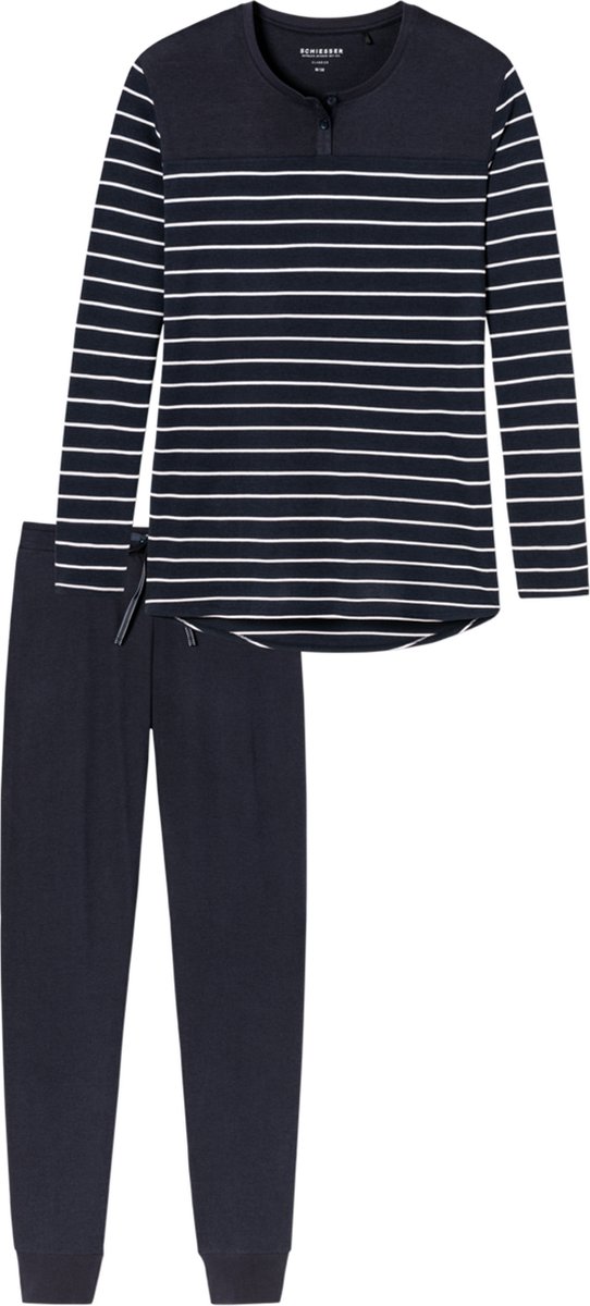 t-shirt, gestreept, lange mouwen, marineblauw, pijama set