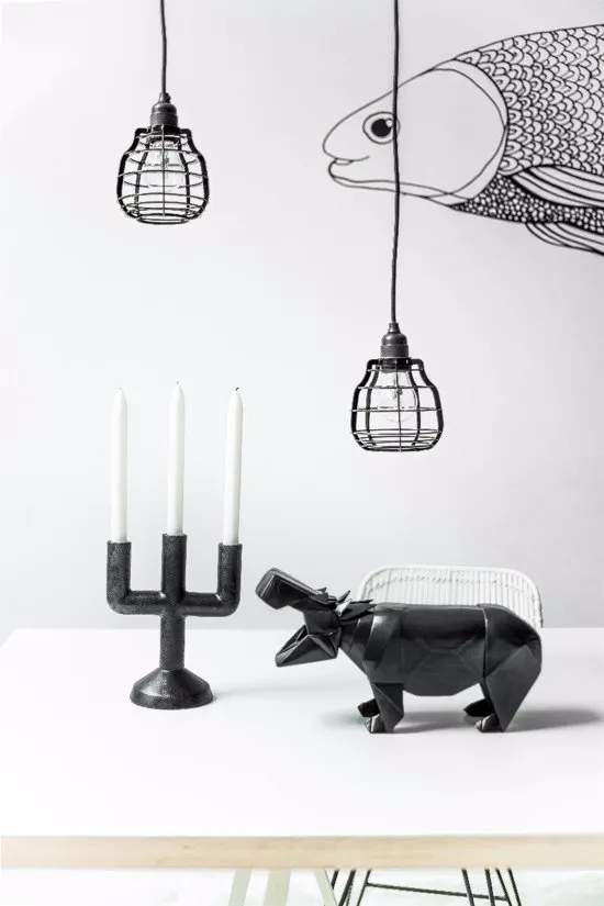 Hkliving Lab lamp met drukknop - Grijs