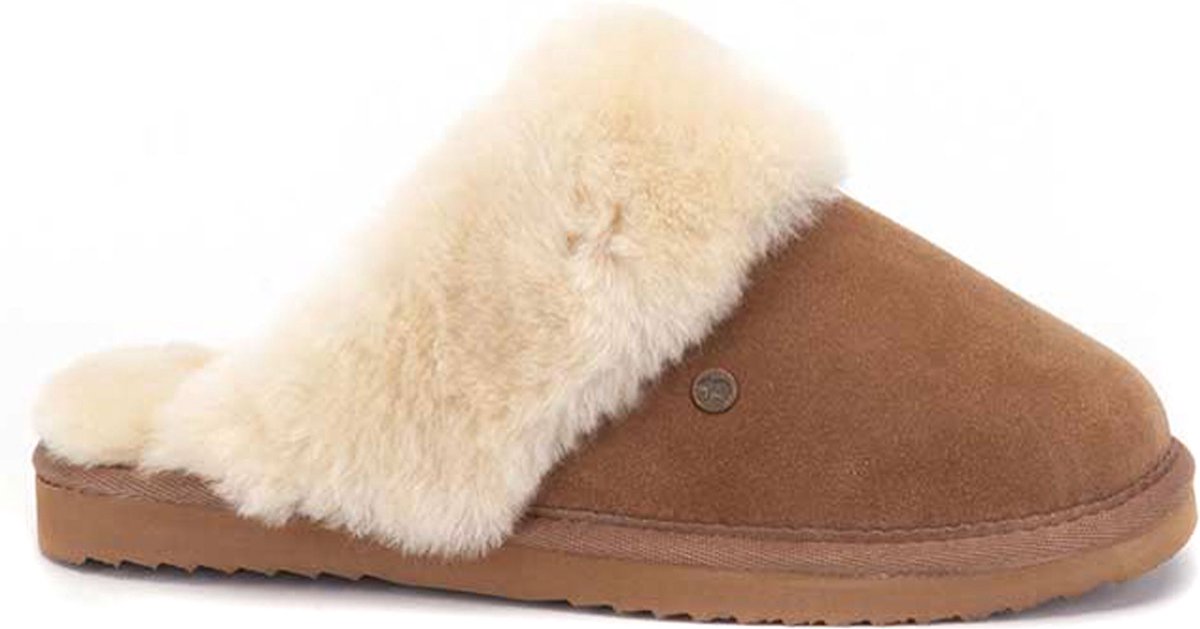 Warmbat - Maat 40 - Flurry Women Suede Dames Sloffen - Cognac