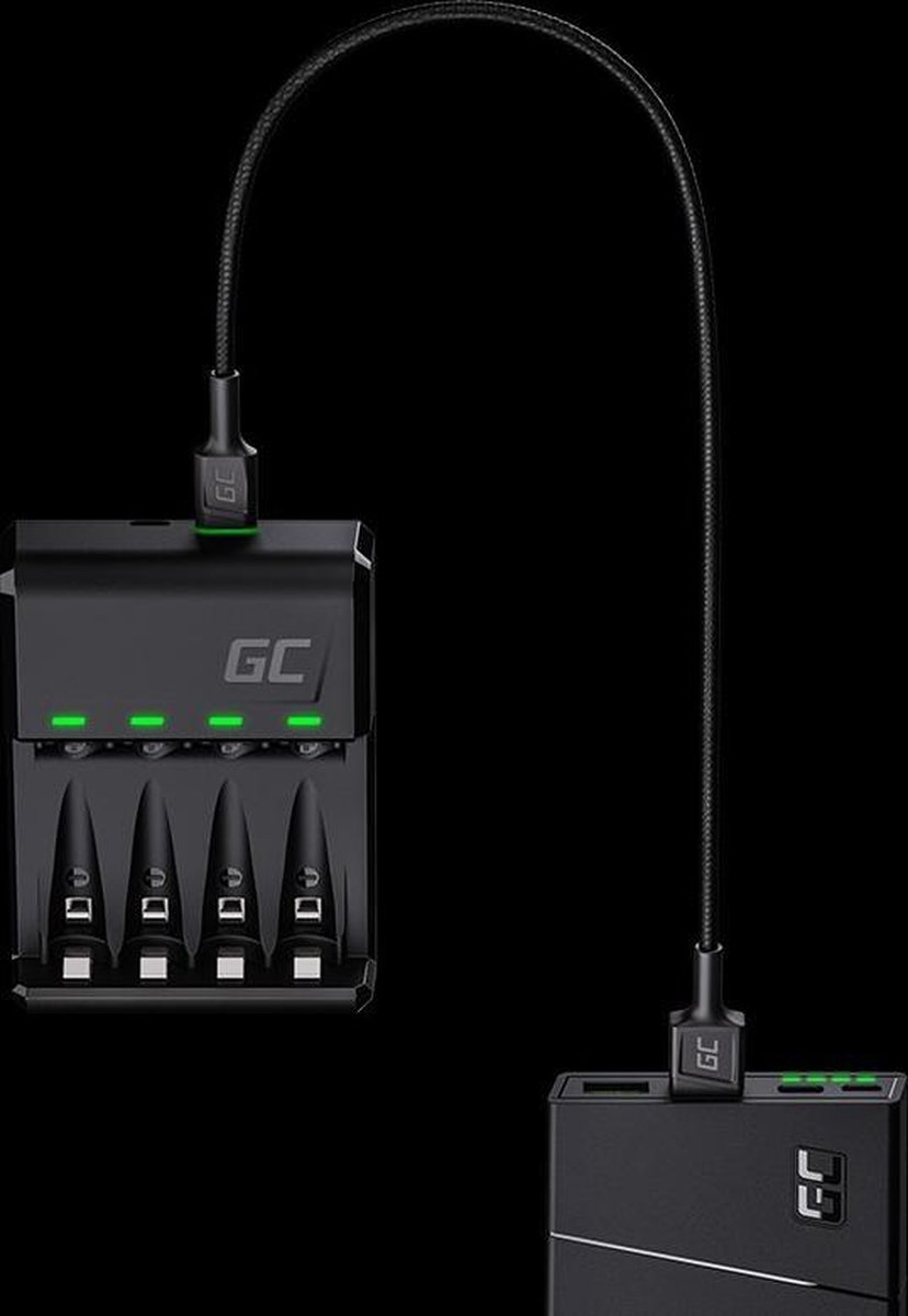 GREEN CELL GC VitalCharger Ni-MH AA en AAA Batterij oplader met Micro USB en USB-C poort