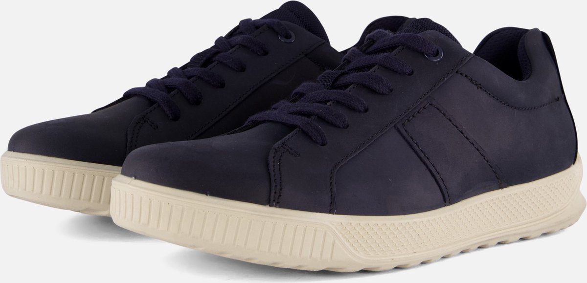 sneakers, herenschoenen, donkerblauw, lichte zool, veters