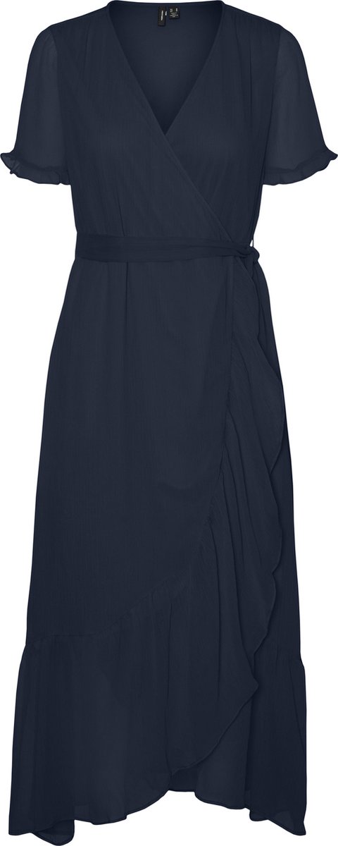 VERO MODA - Maat XL - VMTUA S/S 7/8 WRAP DRESS WVN BTQ GA - Dames - Maxi jurken
