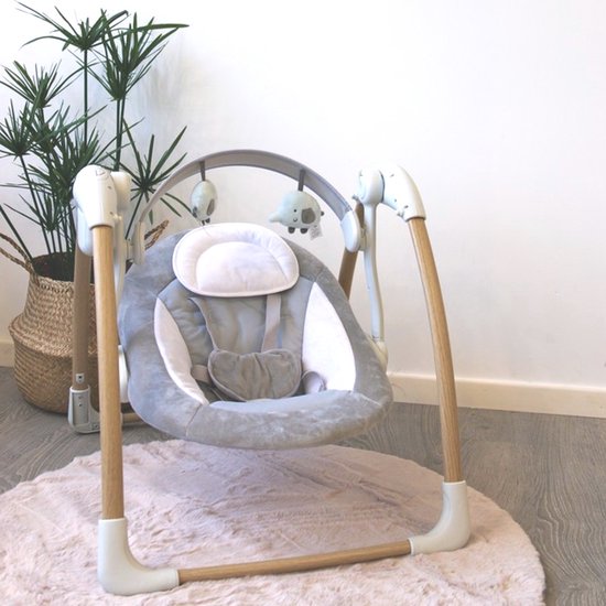 Bo Jungle - Schommelstoel - Tot max. 9 kg - Inclusief Speelboog - Verstelbaar - Zachte stof - Muziek vibratie functies en natuurgeluiden - Timerfunctie - Netstroom kabel of batterijen