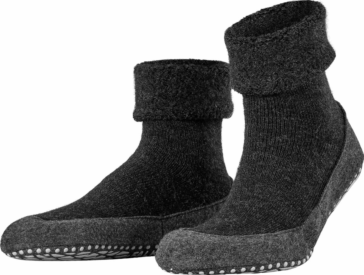 FALKE - Maat 37-38 - Cosyshoe antislip noppen Merino Wol Heren Pantoffels Huissokken grijs