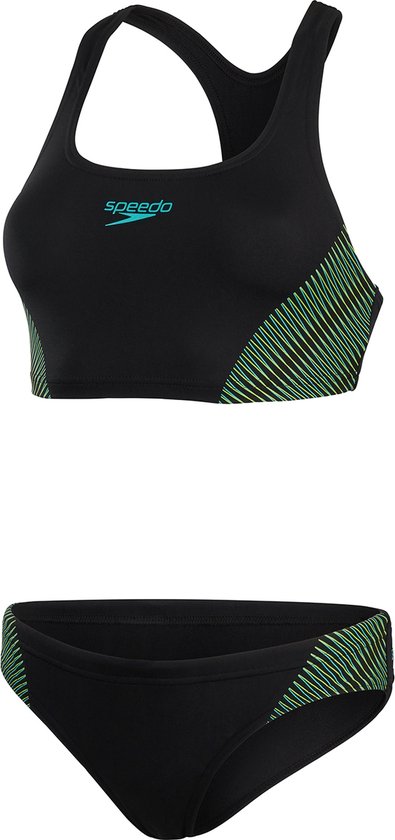 zwemtop, bikini top, sporttop, black, geplooide accenten