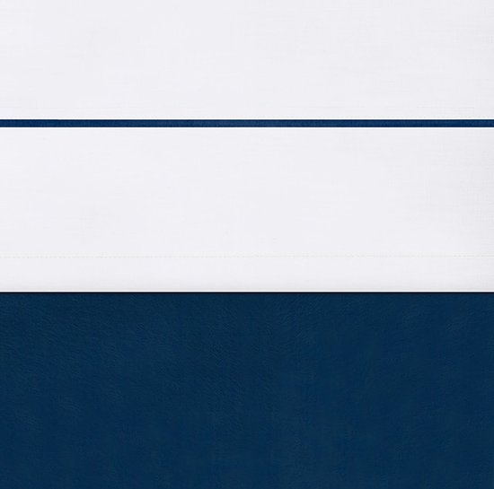 Laken 120x150cm wit met bies marine