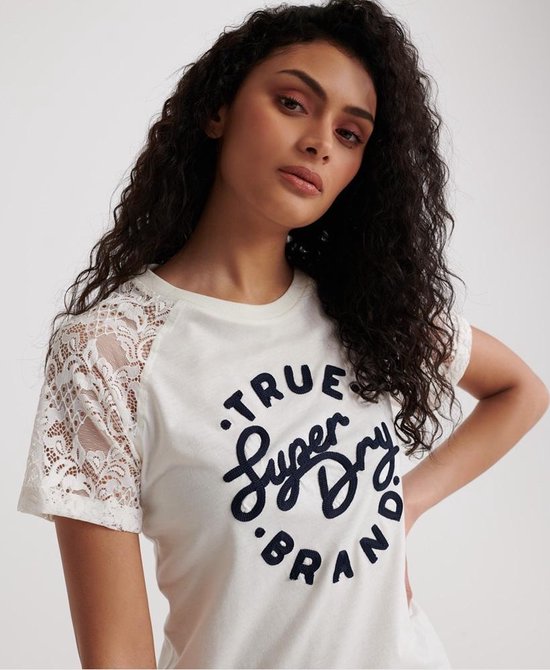 Superdry Summer Lace Raglan Dames T-shirt - Maat XS