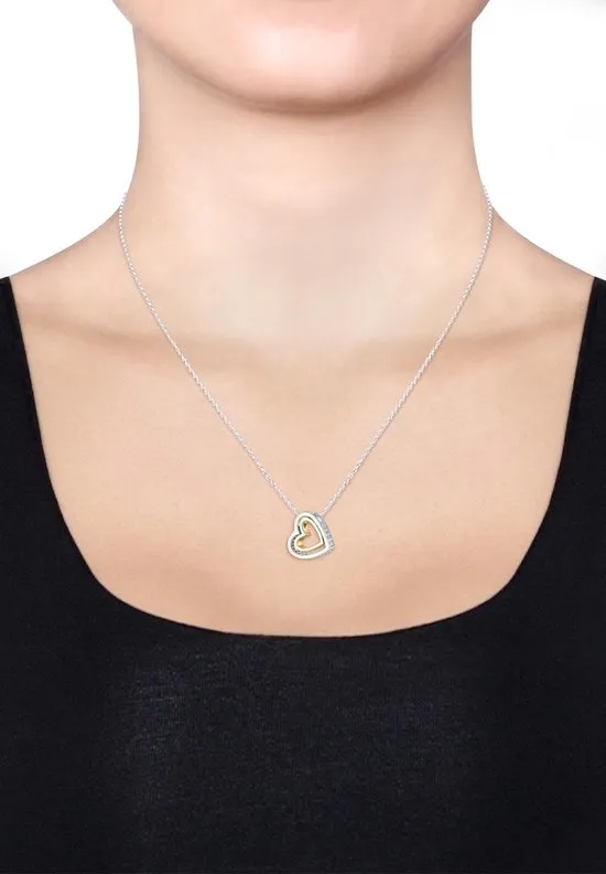 Elli Halsketting Hartje met Swarovski® Kristallen 925 Zilver verguld