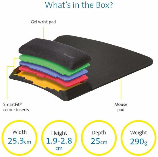 Kensington SmartFit™ Verstelbare Muismat met Polssteun - Zwart