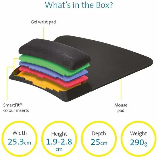 Kensington SmartFit™ Verstelbare Muismat met Polssteun - Zwart