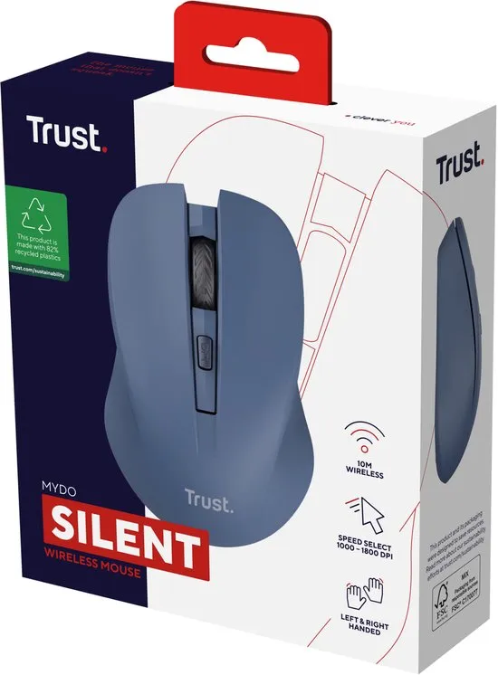Trust Mydo - Draadloze Muis - 1800 DPI - Blauw