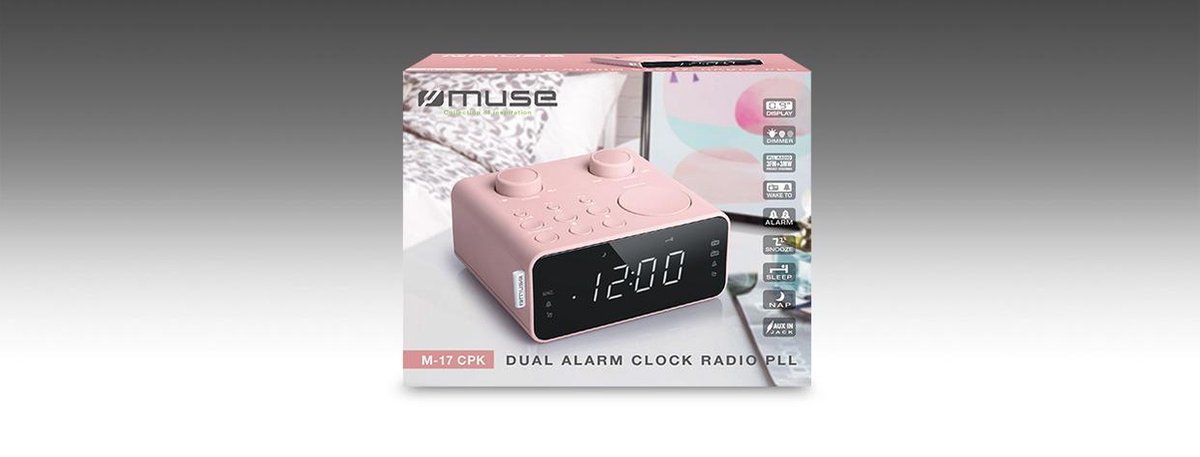 Muse M-17 CPK roze Wekkerradio met groot display