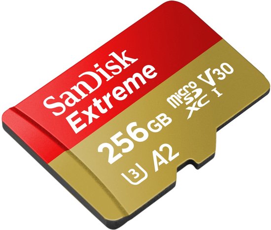 SanDisk Extreme MicroSDXC 256GB - 190/130 mb/s - A2 - V30 - SDA - Rescue Pro DL 1Y - Inclusief SD Ad