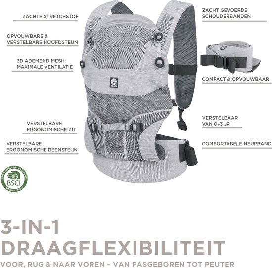 rugzak, ergonomisch, 3-in-1, voedstoeltas, verstelbaar