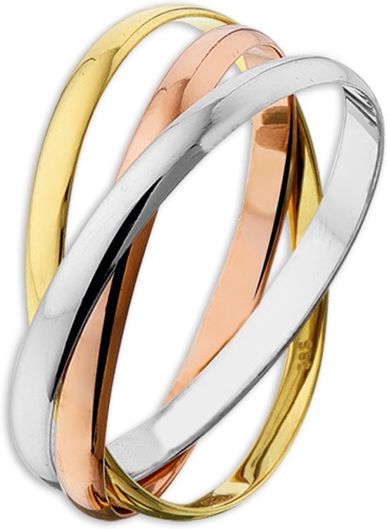 The Jewelry Collection Ring 3-in-1 - Tricolor Gold 16.50mm