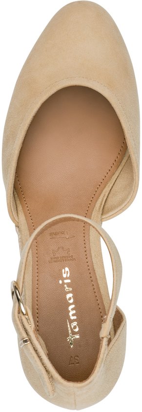 sandaal, sleehak, ankelband, beige, sandalen