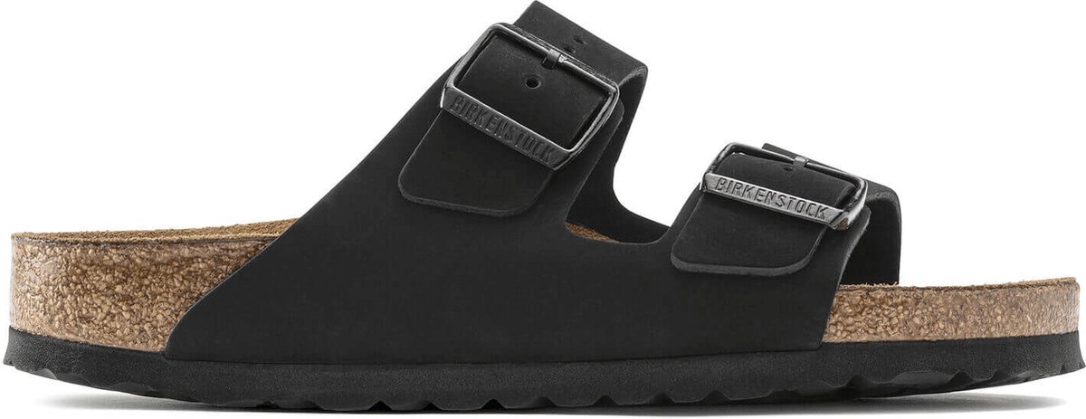 Birkenstock - maat 38- Arizona SFB Nubuck Narrow Dames Slippers - Black