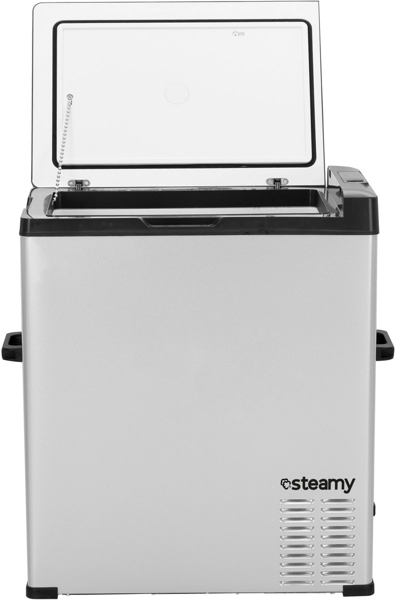 Steamy-E Single Zone Elektrische Compressor Koelbox - Single Zone - 64 liter - 12V en 230V - voor auto en camping - Zilver