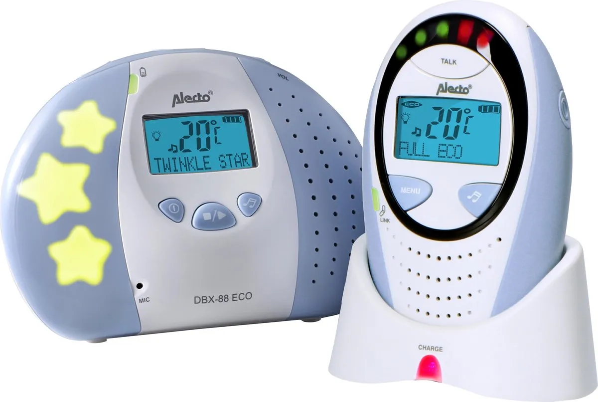 Alecto DBX-88 ECO - Full Eco DECT babyfoon met display - Wit/Blauw