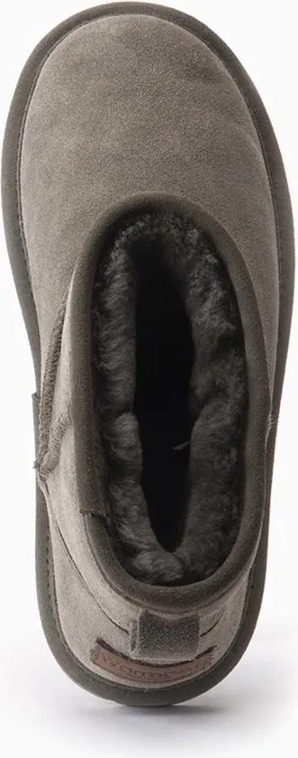 slipper, boot, ankle boot, furry lining, gray