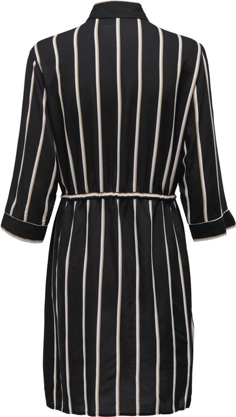 Only - maat 38 - Onltamari 3/4 Shirt Dress Wvn Noos 15185738 Black/white/camel