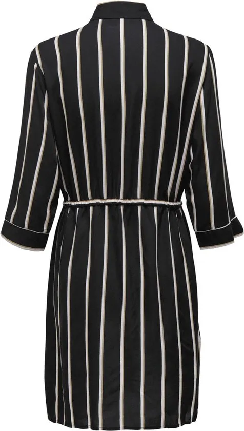 Only - maat 38 - Onltamari 3/4 Shirt Dress Wvn Noos 15185738 Black/white/camel
