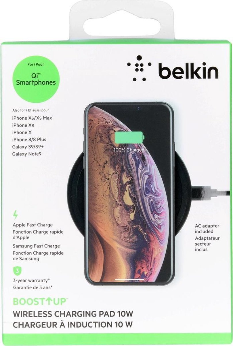 Belkin Boost-Up Qi - Wireless charger - Draadloze oplader - 10W - Zwart
