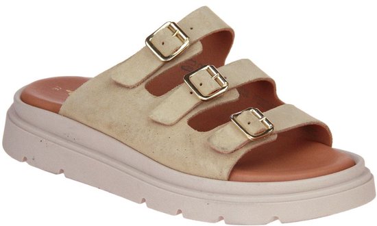 sandalen, sandalen met riempjes, sandalen met drie slings, suède, witte zool