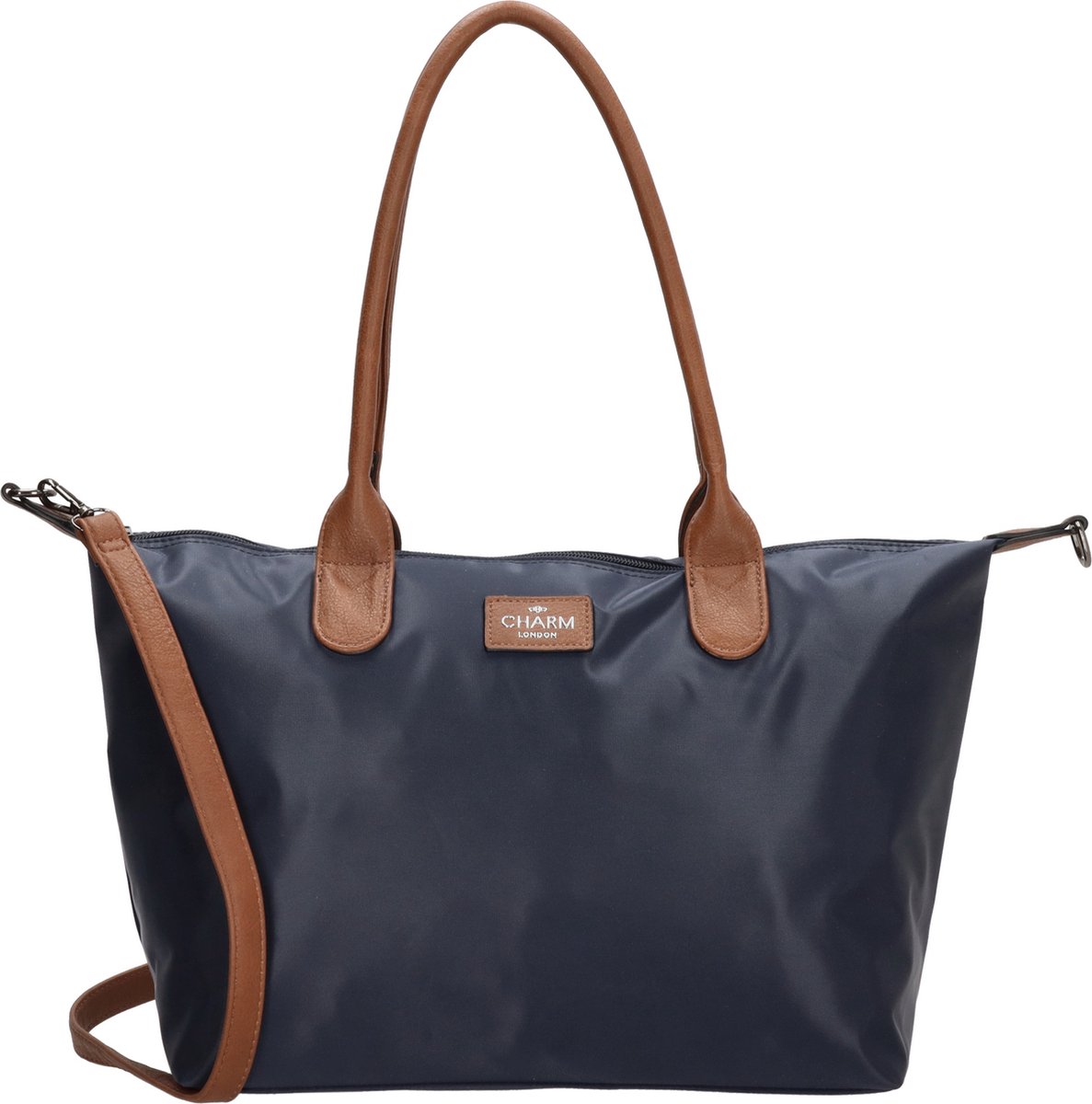 tote, handtas, navy, riemen, polyester