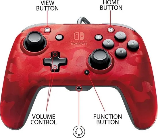 Faceoff Deluxe+ Audio Wired Controller - Red Camo (Nintendo Switch)