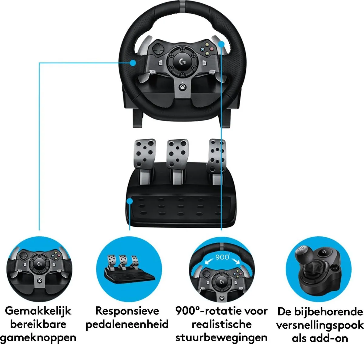 Logitech G920 Driving Force - Racestuur en Pedalen - Xbox Series X|S, Xbox One & PC