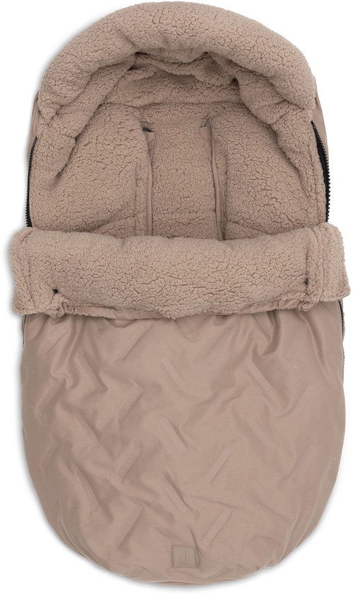 Jollein Voetenzak voor Autostoel &amp; Kinderwagen - Embossed - Katoen - 42x82cm - Milky Coffee