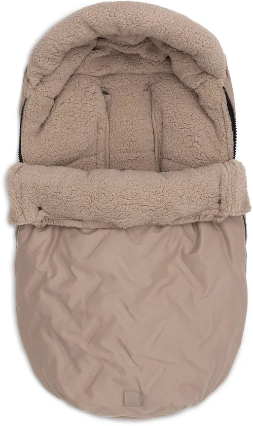 Jollein Voetenzak voor Autostoel &amp; Kinderwagen - Embossed - Katoen - 42x82cm - Milky Coffee