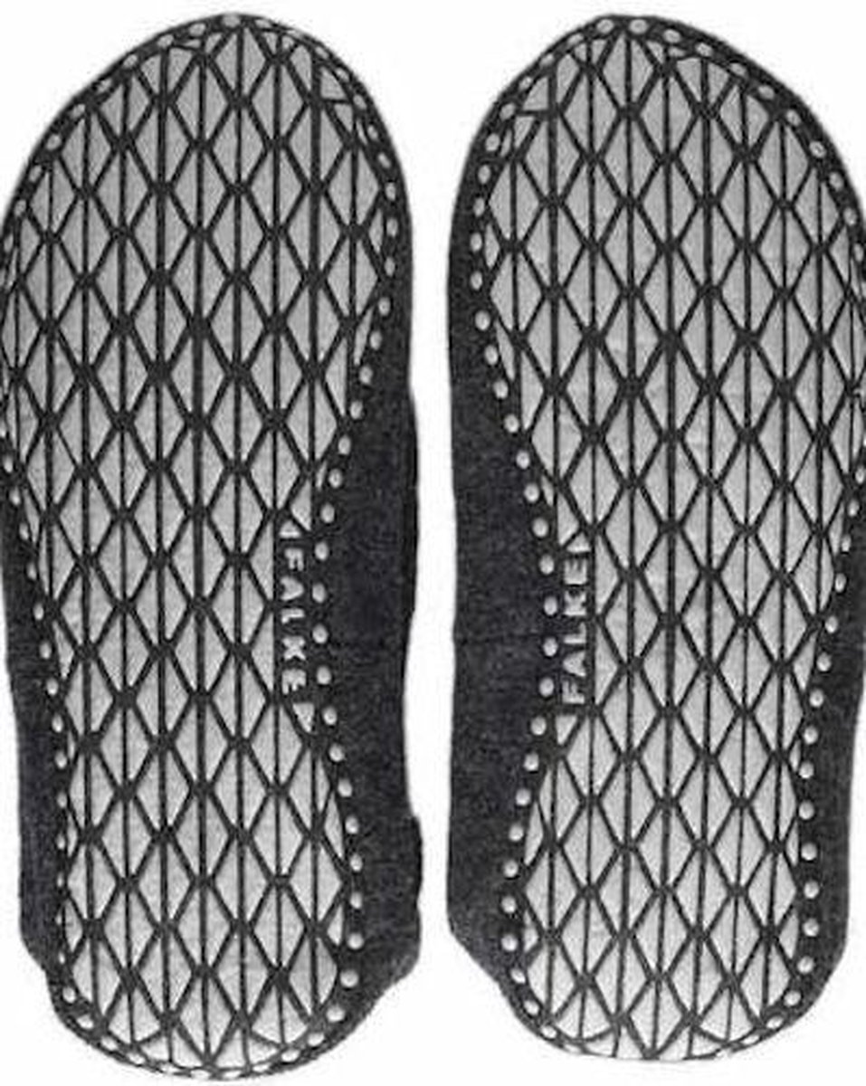FALKE - Maat 39-40 -antislip noppen merinowol huissokken pantoffels heren zwart