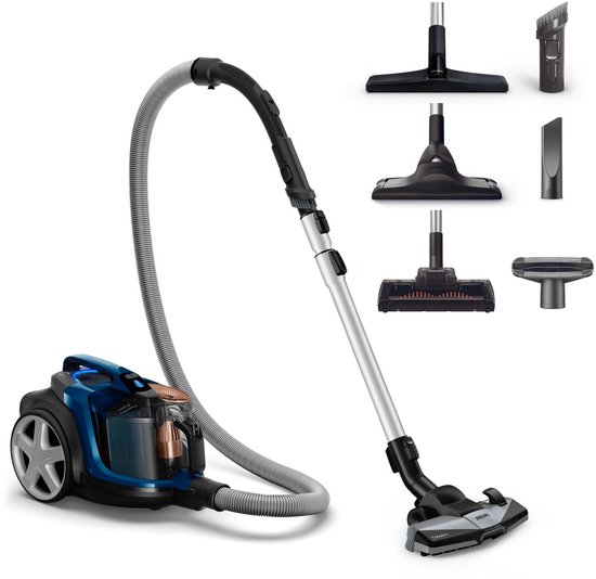 Philips Stofzuiger zonder Zak FC9747/09 - Zuigmond met LED Verlichting - Lang Snoer - Alle Vloertypen - Met HEPA 13 Allergiefilter - Incl 3 Extra Mondstukken - Zwart