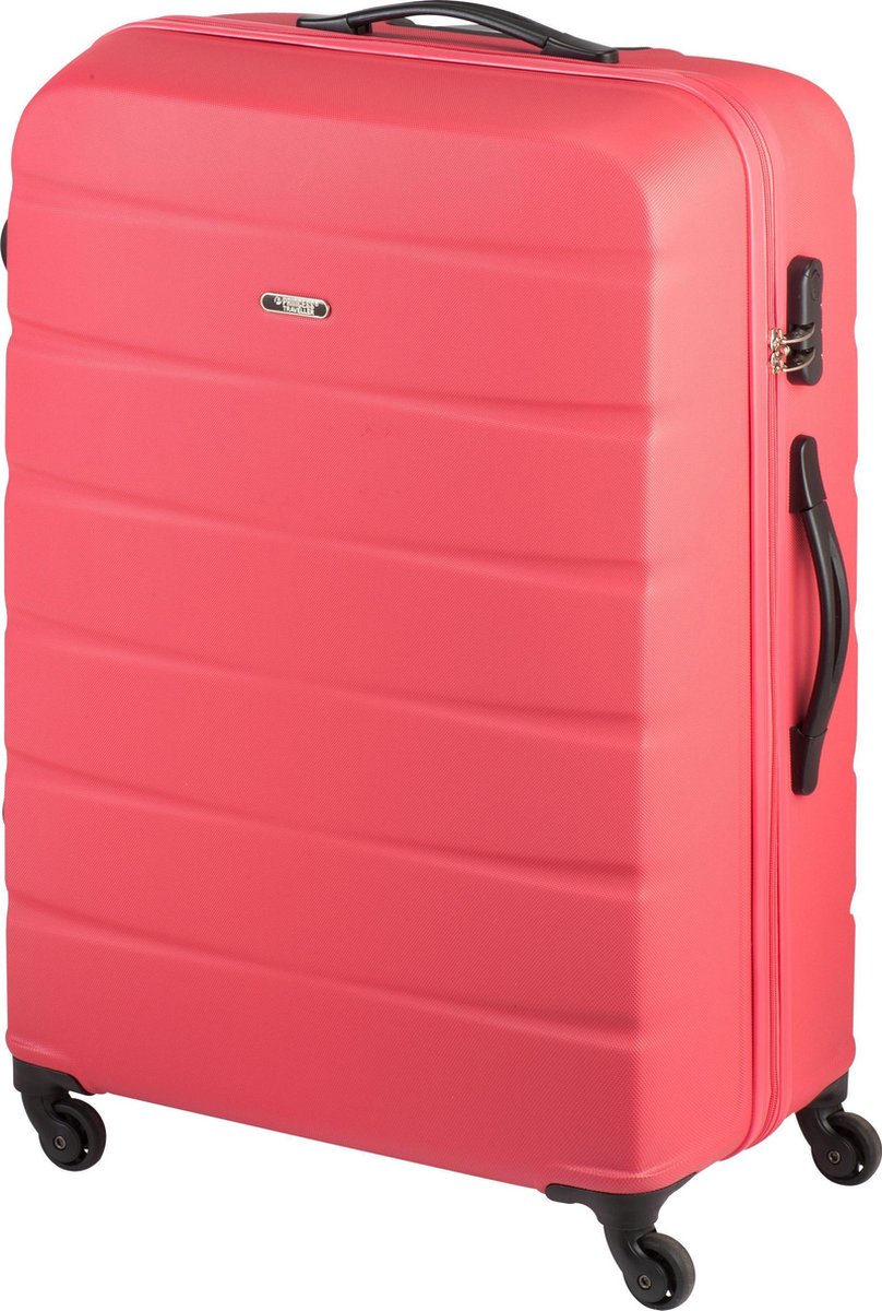 koffer, reiskoffer, polycarbonaat, rood, 4-wieler