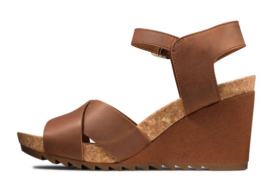 sandals, wedge, leder, riempje, platform
