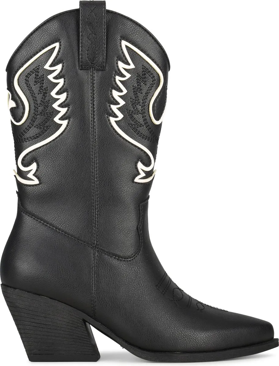 POSH by Poelman  - Maat 37 -  BIBI Dames Laarzen -Zwart met combinatie