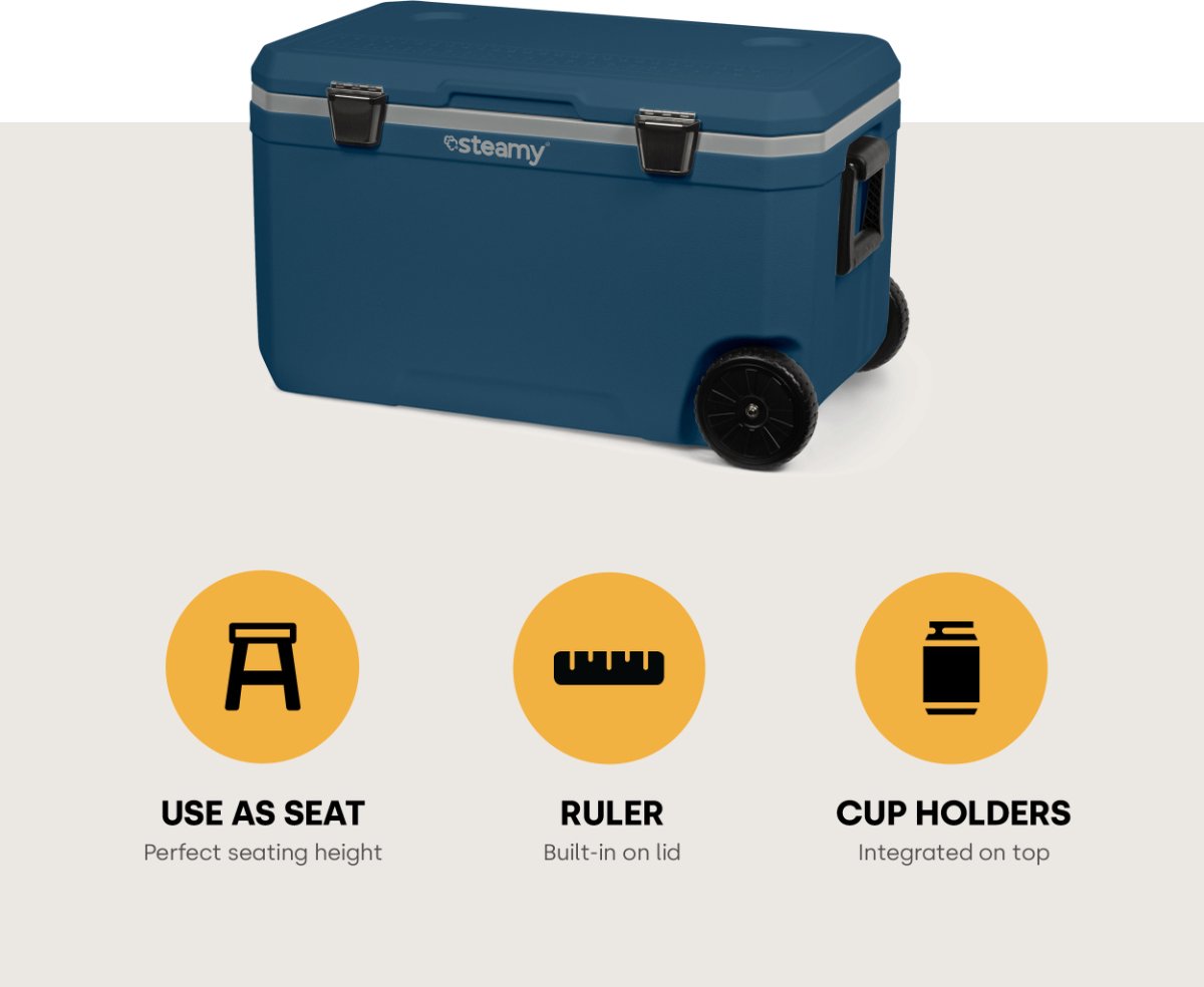 Steamy Cool 52 Roller - Koelbox op Wielen - 52 Liter - Blauw
