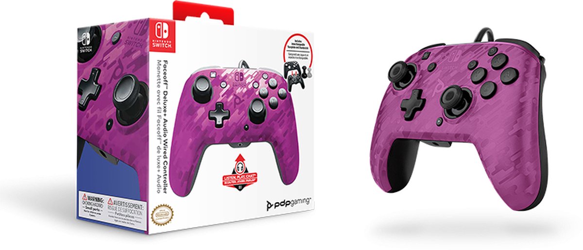 Faceoff Deluxe+ Nintendo Switch Controller - Purple Camo