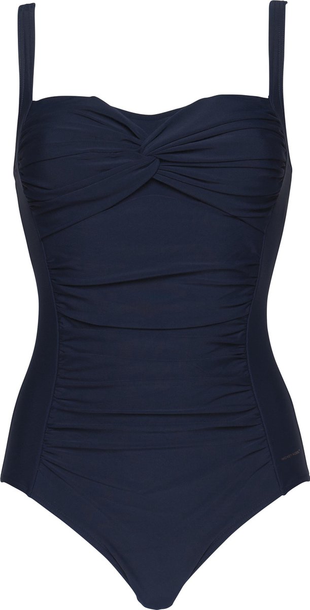 badpak, badpak met vint, navy swimsuit, swimsuit, ruched