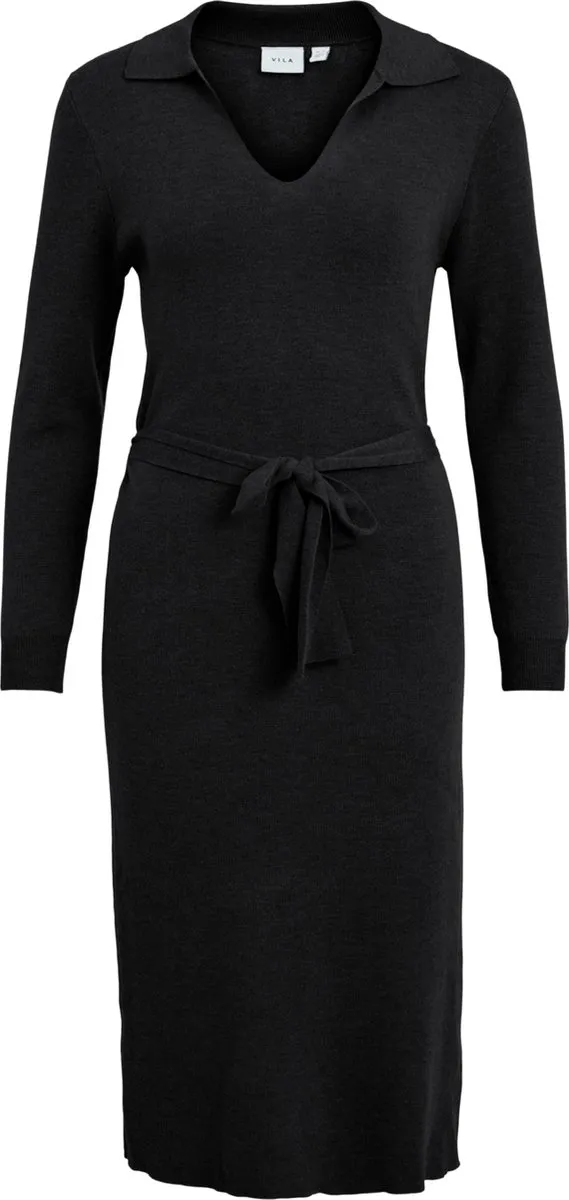 VILA - Maat L - VIMARLA COLLAR L/S KNIT DRESS Dames Jurk