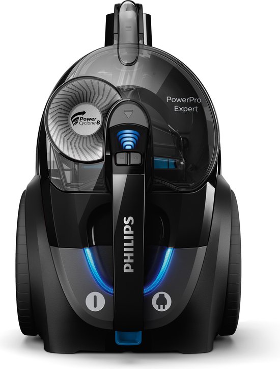 Philips Stofzuiger zonder Zak FC9741/09 - Alle Vloertypen - Sterke Zuigkracht - Met HEPA 13 Allergiefilter - Lang Snoer - Incl 4 Extra Mondstukken - Zwart